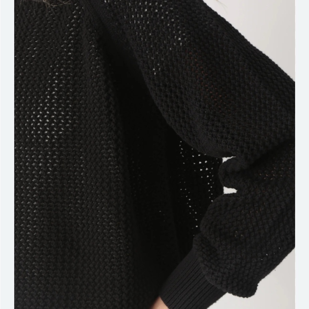 Chloé Boho Open Knit Crochet V Neck Sweater Black Made in Italy Designer S